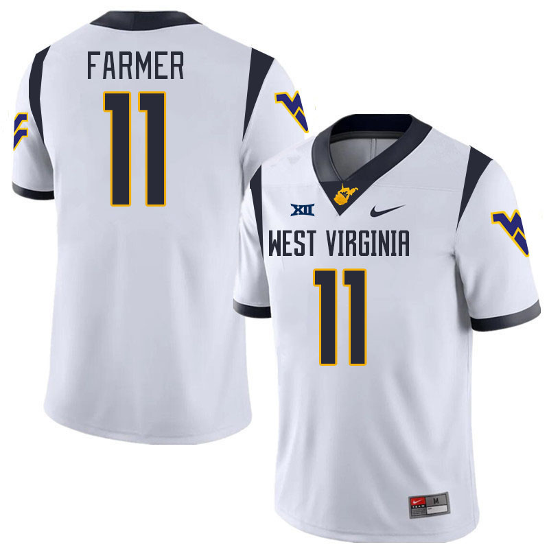 #11 Ric'Darious Farmer West Virginia Mountaineers College 2024 New Uniforms Football Jerseys Stitched Sale-White